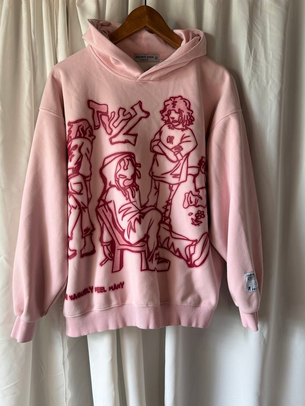 Aelfric Eden Pink Graphic Hoodie Small Streetwear Pullover cybergrundge S